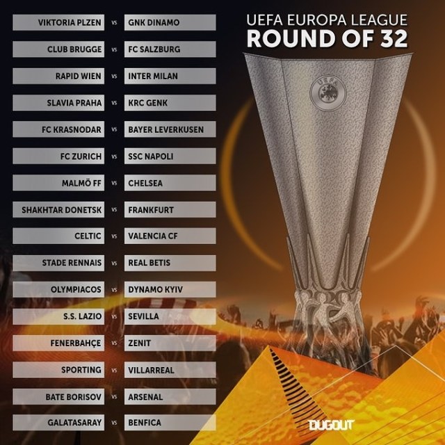Uefa Europa League Round Of 32 Draw Results Mizo Stamford Bridge